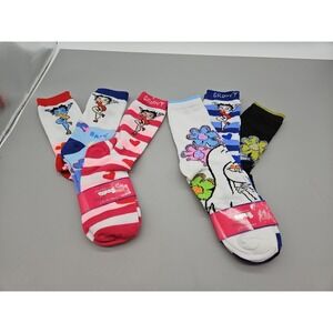 Betty Boop Crew Cut Groovy Designer Socks Womens Size 9-11 Lot Of 2 Six Total